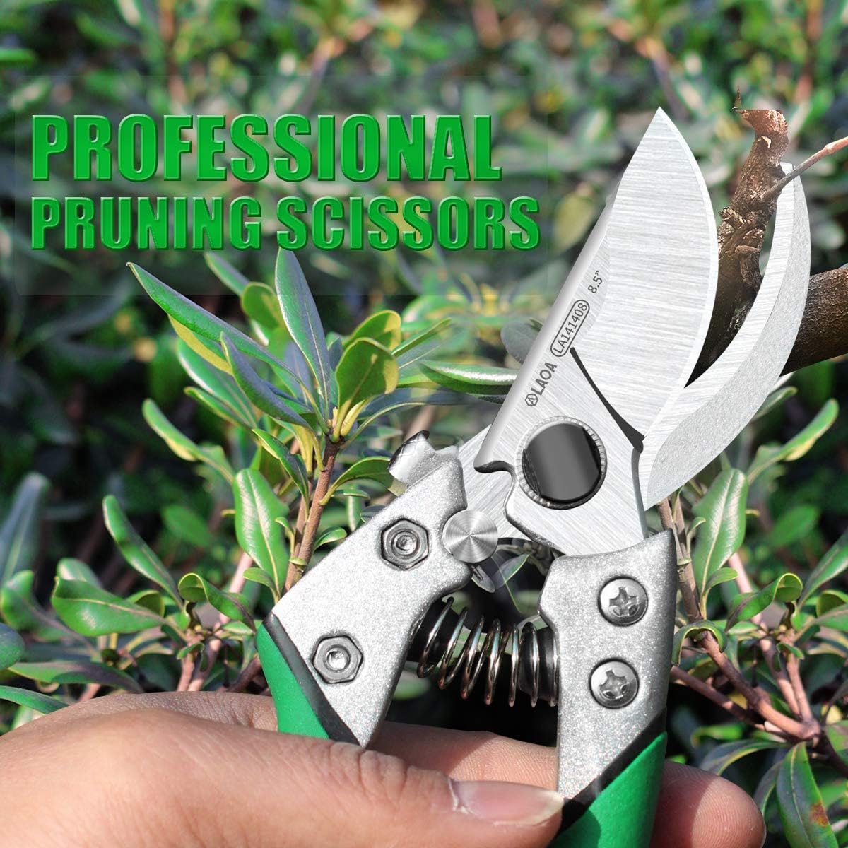 QMVESS Gardening Pruner Shear Hand Pruning Snips with Stainless Steel Blades Garden Scissor Set 3 Pcs 