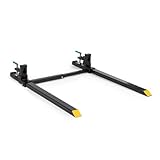 Titan Attachments Light-Duty 60' Clamp-on Pallet Forks with Adjustable Stabilizer Bar, 46' x 3' Fork Length, Rated 1,500...