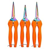 Garden Shears QMVESS 8 Inch Pruning Shears for Gardening Heavy Duty Hand Garden Clippers 3-Pack with Titanium Plated...