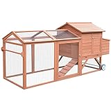 PawHut 96.5' Chicken Coop Wooden Hen House Rabbit Hutch Poultry Cage Pen Portable Backyard With Wheels Outdoor Run and...