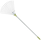 63 Inch Adjustable Garden Leaf Rake - Expanding Metal Rake - Adjustable Folding Head from 7 Inch to 22 Inch. Ideal Camp...