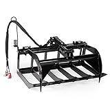 Titan Attachments 48in Economy Skid Steer Root Grapple Bucket Attachment, 3/8in Thick Steel Frame, Quick Tach Mounting...