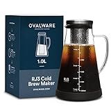 Airtight Cold Brew Iced Coffee Maker and Tea Infuser with Spout - 1.0L / 34oz Ovalware RJ3 Brewing Glass Carafe with...
