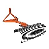 Titan Attachments 3 Point 4 FT Landscape Rake for Compact Tractors, Fits Category 1 Hookup, Tow-Behind Garden Tool,...