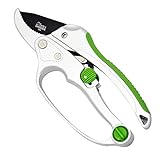 Cate's Garden Ratchet Pruning Shears 8” Easy Action Anvil-Type Pruners Designed for Effortless Trimming of Hedges and...