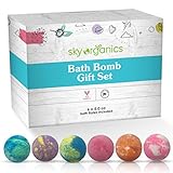 Sky Organics Bath Bomb Gift Set for Body to Soak, Nourish & Relax, 6 ct.
