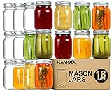 KAMOTA Mason Jars 16 oz With Regular Lids and Bands, Ideal for Jam, Honey, Wedding Favors, Shower Favors,DIY Spice Jars,...