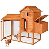 Best Choice Products 80in Outdoor Wooden Chicken Coop Multi-Level Hen House, Poultry Cage w/ Ramps, Run, Nesting Box,...