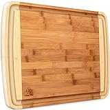 Large Bamboo Cutting Board with Juice Groove - Turkey Cutting Board - Serving Platter Cheese Board - Chopping Board Wood...