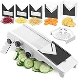 MuellerLiving Mandoline Slicer for Kitchen, Adjustable Vegetable Chopper, Fruit, Cheese Grater, Potato Chips Slicer -...