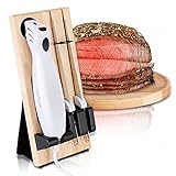 NutriChef PKELKN16 Portable Electrical Food Cutter Knife Set with Bread and Carving Blades, Wood Stand, One Size, White...