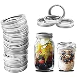 12 Pcs Reusable Wide Mouth Canning Jar Rings of Stainless Steel, Mason Jar Rings for Canning Split-Type Lids, Storage...