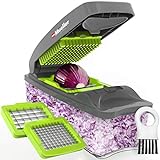 Mueller Vegetable Chopper – Heavy Duty Vegetable Slicer - Onion Chopper with Container - Pro Food Chopper - Grey...