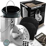 Wofimeha Compostizer Introducing Stainless Steel 1.3 Gal Kitchen Compost Bin Kit, Special e-Vent Technology, Double...