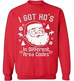 Awkwardstyles I Got Hos In Different Area Codes Sweater Ugly Christmas Crewneck (Small, Cherry Red)