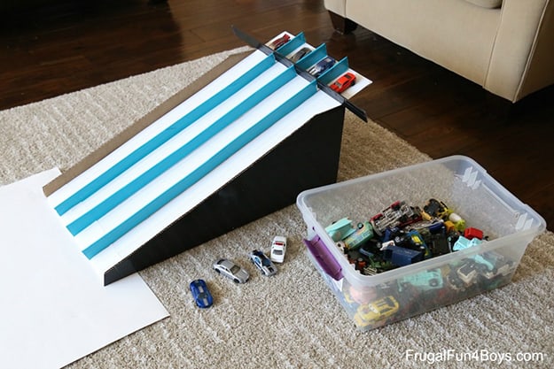 Cardboard Box Race Track | Fun Activities for Kids at Home Get Through a Winter Storm Indoors