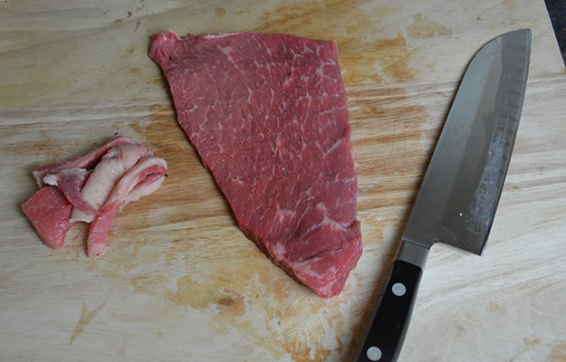 Partially freeze meat | Venison Jerky Recipe