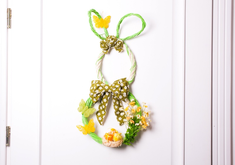 easter decorations wicker bunny on door | what does the easter bunny have to do with jesus