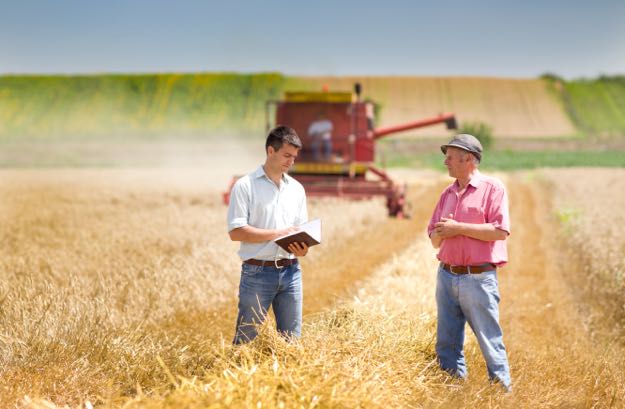 Business And Farmer Disussing Field Plans