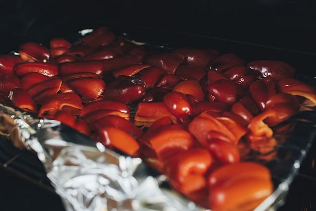 Roasting The Red Peppers Step 3 | Roasted Red Pepper Garlic Chutney | Homesteading Recipe