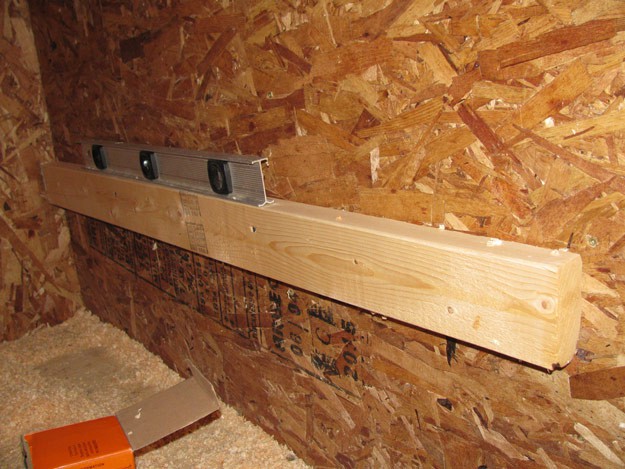Step 3: Attach 2×4 To Wall | Build Chicken Nesting Boxes From Recycled Scrap Materials 