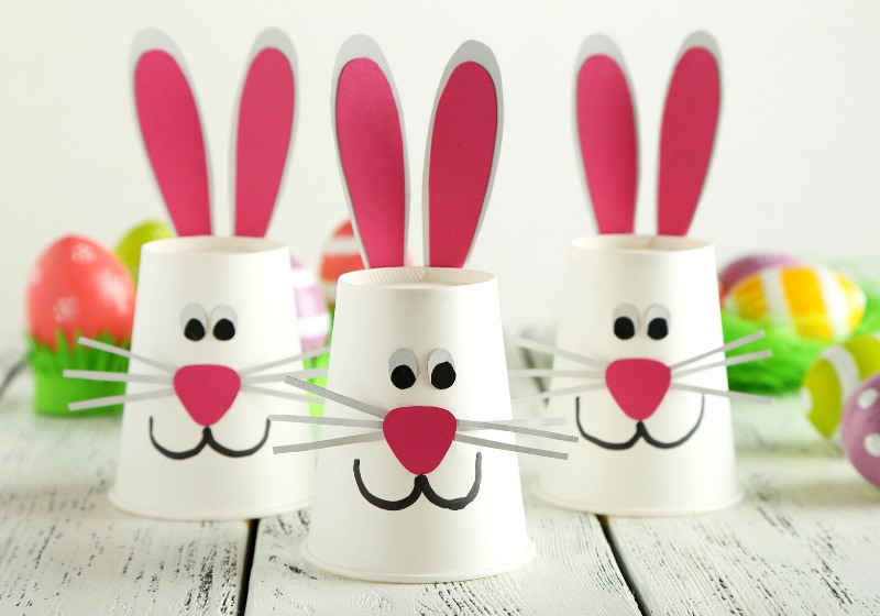 beautiful easter rabbit on white wooden | easter arts and crafts