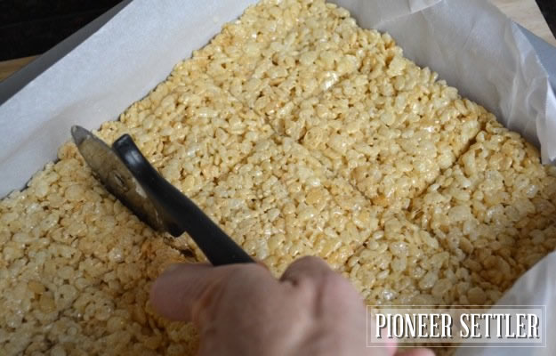 Cut evenly in one direction | How to Make Rice Krispie Treats