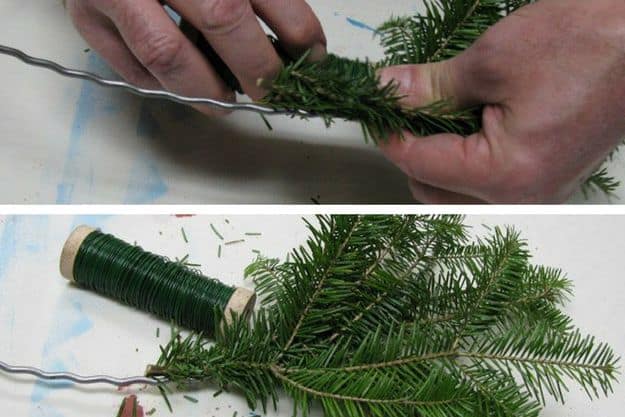 Step 5: Attach Bundle To Wreath | How To Make A Wreath From Natural Evergreen Clippings