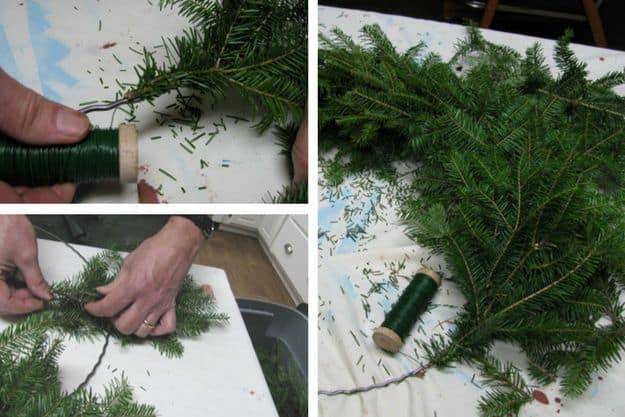 Step 6: Repeat | How To Make A Wreath From Natural Evergreen Clippings