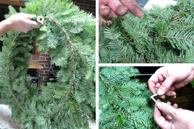 Step 8: Create Loop, Close Wire | How To Make A Wreath From Natural Evergreen Clippings