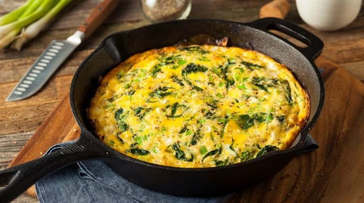 Homemade Spinach and Feta Fritatta in a Skillet | Savory Cast Iron Skillet Dinner Recipes [2nd Edition]