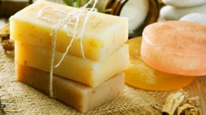 close up shot of handmade soap on table | Make Lye Free Soap On The Homestead | Homesteading | Lye Free Soap | no lye soap recipe | Featured