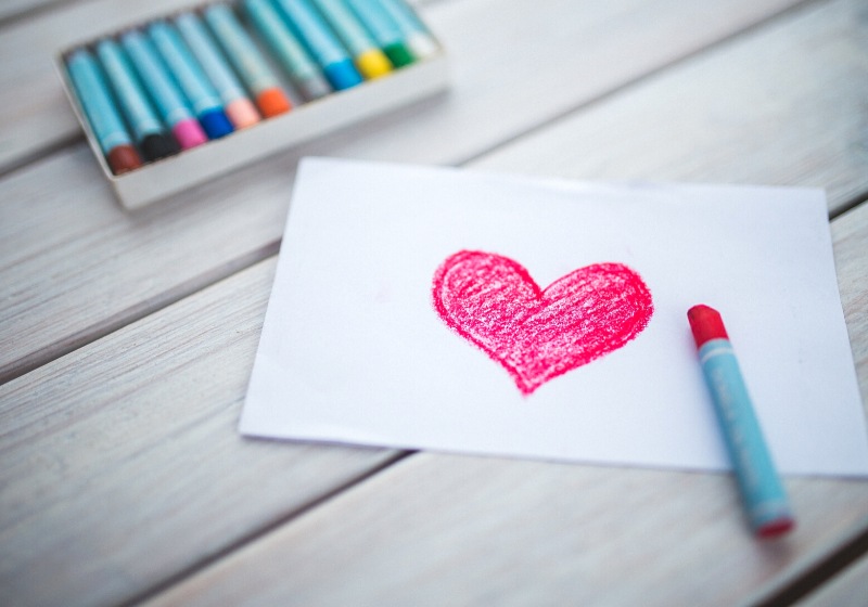 red color heart shape sketch on | valentines day ideas for kids