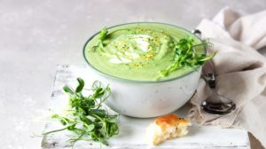 vegan cream soup avocado spinach served | Healthy Green Snacks From The Luck Of The Irish | featured