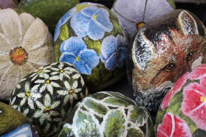 floral print rocks | Creative Rock Painting Ideas You Can Do With Your Kids | rock painting