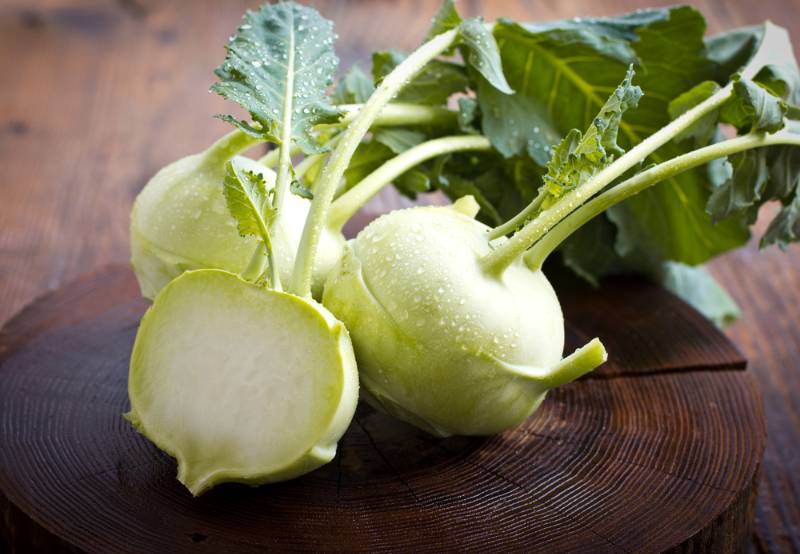 fresh kohlrabi on wooden table closeup | Fall Vegetables You Should Start Planting Now | autumn