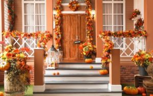 house entrance decorated traditional autumn holidays | decor ideas