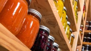 Canned goods on wooden storage shelves in pantry | Water Bath Canning | Easy Step by Step Guide | Featured