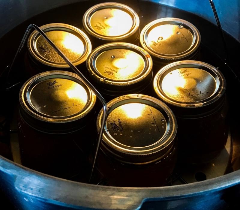 Canning jars in pressure cooker water bath | canning kit
