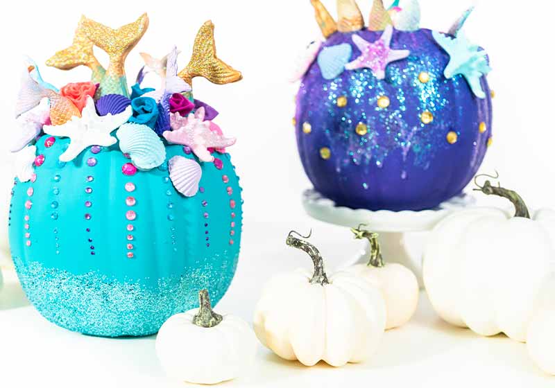 halloween craft pumpkins decorated mermaid tails | thanksgiving decorations