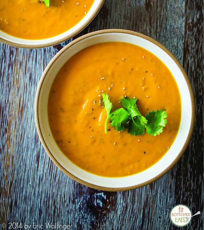 Creamy Coconut Ginger-Carrot Soup | hearty soup recipes for winter