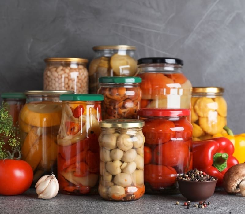 Jars of tasty pickled vegetables | Fermented garlic
