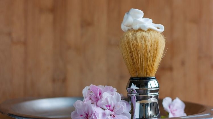 Shaving brush with foam on top | DIY Shaving Cream In 5 Minutes | Featured