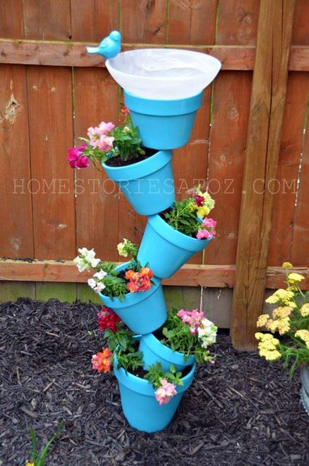 DIY Stacked Tower Pot Garden | Incredible Tower Garden Ideas For Homesteading In Limited Space
