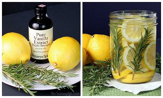lemon rosemary vanilla essential oil air freshener for fresh clean air on your homestead
