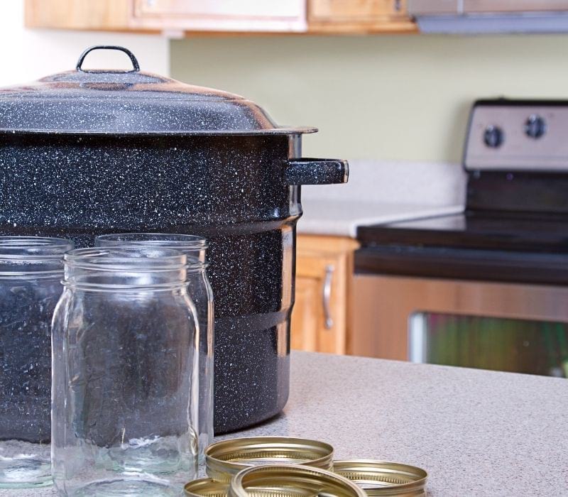 Canning jars with lids canner or pot in a kitchen | Water Bath Canning | Easy Step by Step Guide