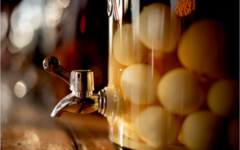 jar with brine eggs | duck egg