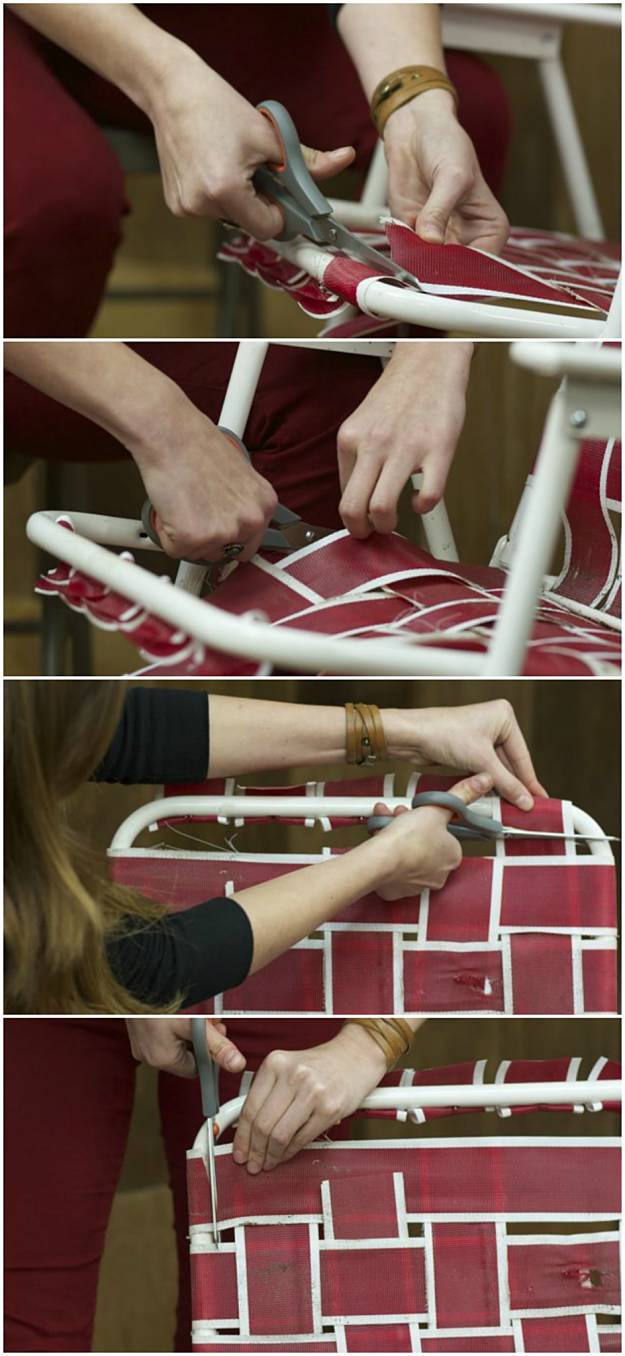 Remove Old Webbing | How To Make A Macrame Lawn Chair | Homesteading Skills