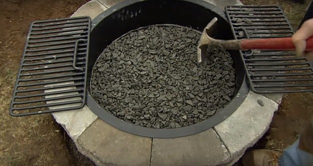 Add The Fire Pit Ring | How To Build A Fire Pit | Homesteading Outdoor Projects