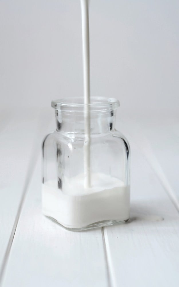 Step 1: Half Fill The Mason Jar | How To Make Butter In A Jar | Easy Project For Kids Step 1: Half Fill The Mason Jar | How To Make Butter In A Jar | Easy Project For Kids
